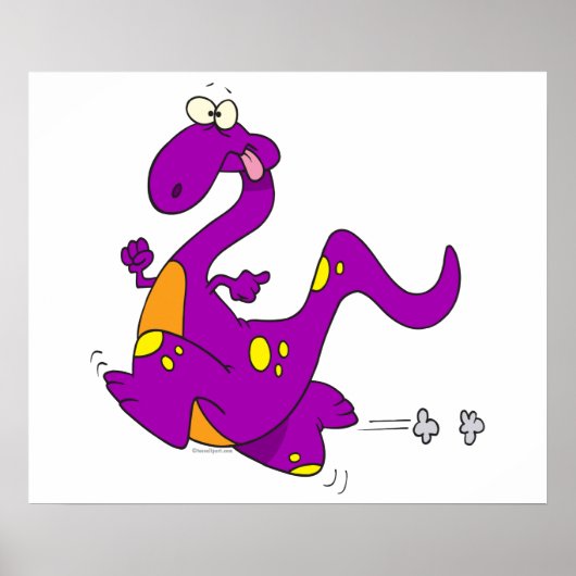 Poster dessin humoristique de dinosaure de dino violet (Devant)
