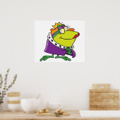 Poster dessin humoristique de la reine de la grenouille (Cuisine)