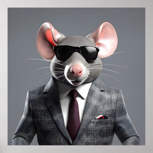 Poster dessin humoristique de souris (Devant)