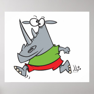 Poster dessin humoristique jogger rhino