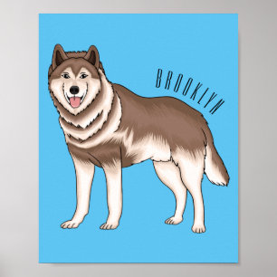 Poster dessin humoristique sibérien husky