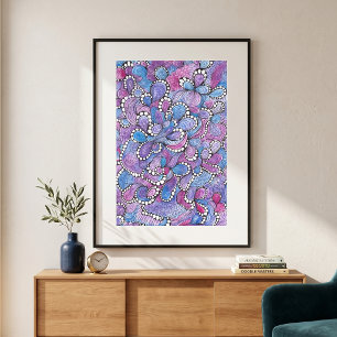 Poster Dessin hypnotique de tourbillons organiques violet