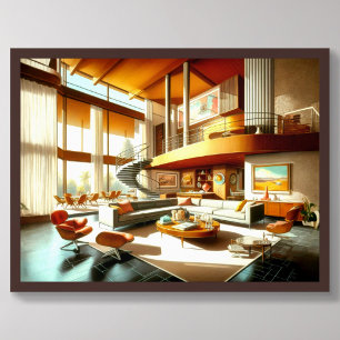 Poster Dessin Intérieur Architectural Moderne Du Milieu D