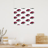 Poster Dessin Kawaii Sushi, Riz de Poisson et Algues (Cuisine)