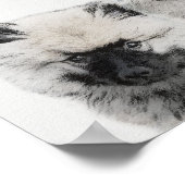 Poster Dessin Keeshond Chiot - Joli dessin original Chien (Coin)