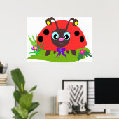 Poster Dessin Ladybug Bow and Flowers (Bureau à domicile)