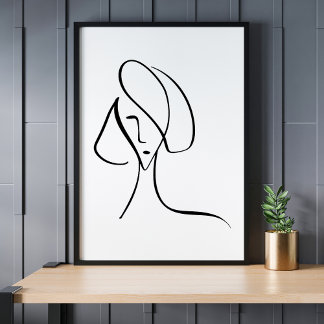 Poster Dessin minimaliste Abstrait de ligne faciale moder