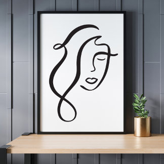 Poster Dessin minimaliste Abstrait de ligne faciale moder