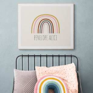 Poster Dessin minimaliste Boho arc-en-ciel personnalisé