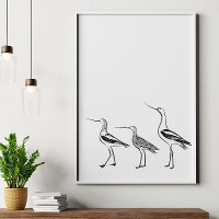 Dessin minimaliste d'art ornithologique en noir et