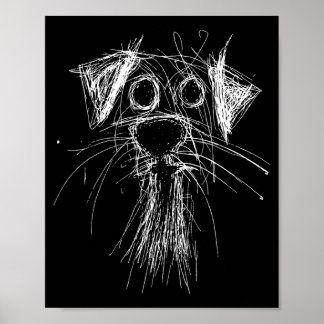 Poster Dessin minimaliste de chiot gribouillé drôle