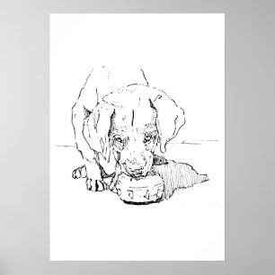 Poster Dessin minimaliste de chiot Labrador