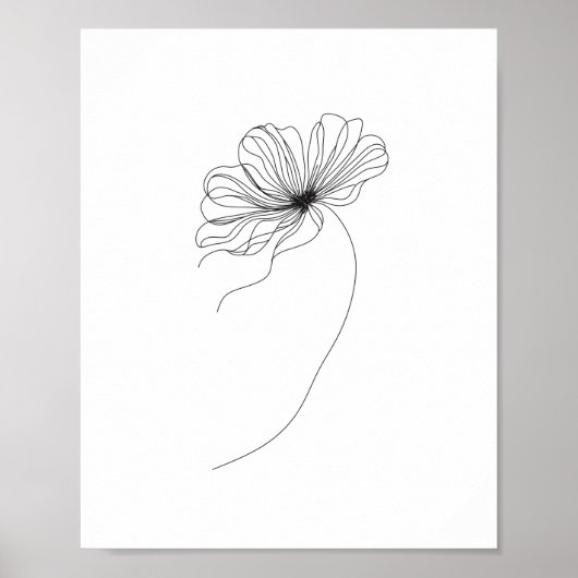 Poster Dessin minimaliste en ligne de fleurs (Devant)