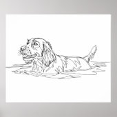 Poster Dessin minimaliste moderne d'un chien en ligne art (Devant)