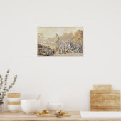 Poster Dessin montrant les gens du pays qui partent pour (Cuisine)