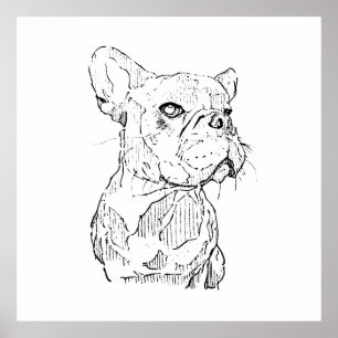 Poster Dessin mural Bouledogue français, Personnalisé