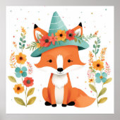 Poster Dessin mural de la charmante nurserie au renard ro (Devant)