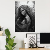 Poster Dessin noir et blanc - Art Sirène (Bureau à domicile)
