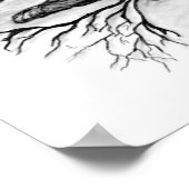 Poster Dessin noir et blanc de loup et corbeau (Coin)