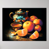 Poster Dessin Pastel Asiatique Teapot Oranges Offre (Devant)