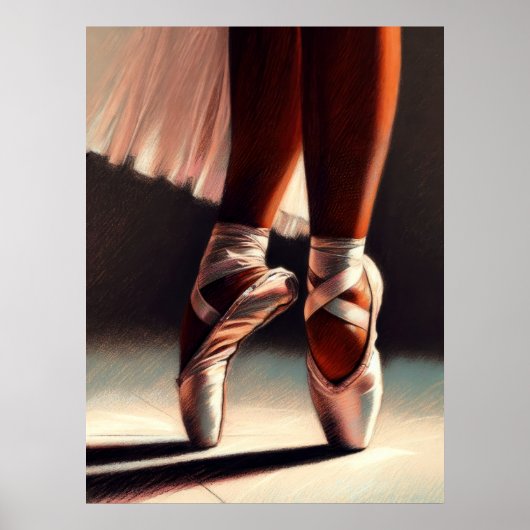Poster Dessin Pastel Ballerina sur Pointe (Devant)