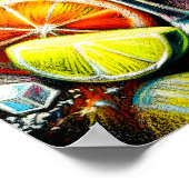 Poster Dessin Pastel Cocktail rose Citrus Slices Épices (Coin)