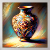 Poster Dessin Pastel coloré Vase d'Art Antique Verre (Devant)
