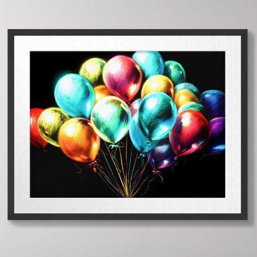 Poster Dessin pastel Colorful Happy Bouquet de ballons