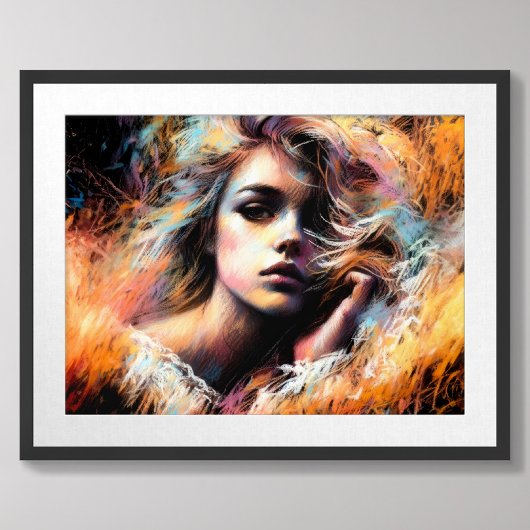 Poster Dessin pastel croquis d'une fille