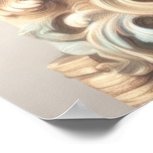 Poster Dessin pastel d'architecture Pierre ornée sculptée (Coin)