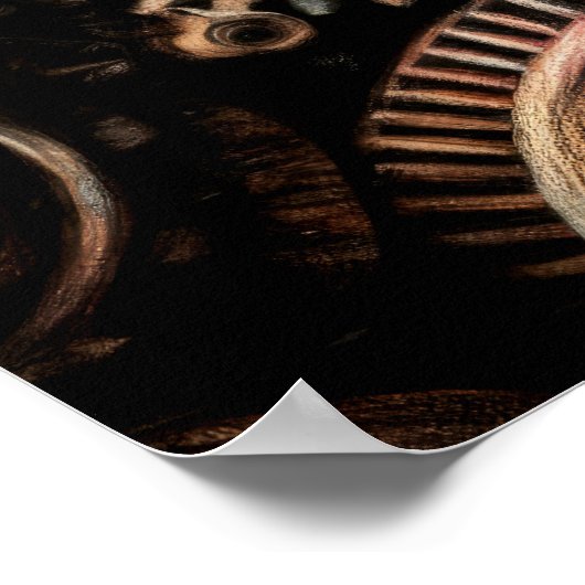 Poster Dessin pastel de engrenages Cogs Steampunk (Coin)