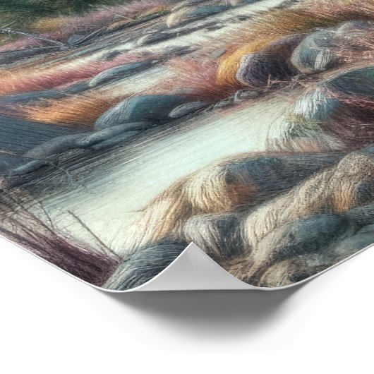 Poster Dessin pastel de l'orignal dans la nature (Coin)