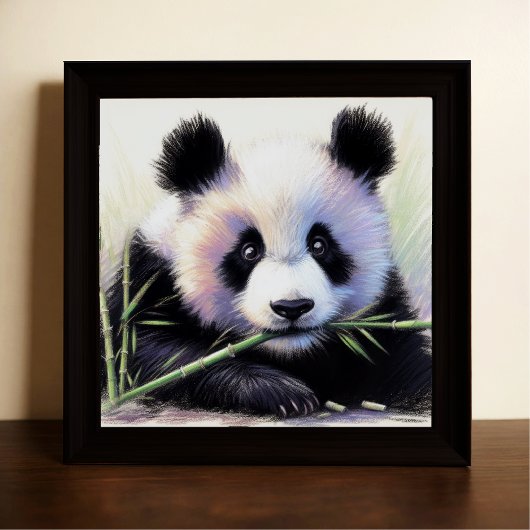 Poster Dessin pastel de Panda Bear Bamboo II