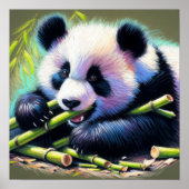 Poster Dessin pastel de Panda Bear Bamboo IV (Devant)