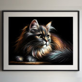 Poster Dessin Pastel Dessin Long-Haired Chat