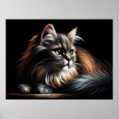 Poster Dessin Pastel Dessin Long-Haired Chat (Devant)