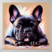 Poster Dessin pastel d'un Bulldog III français (Devant)