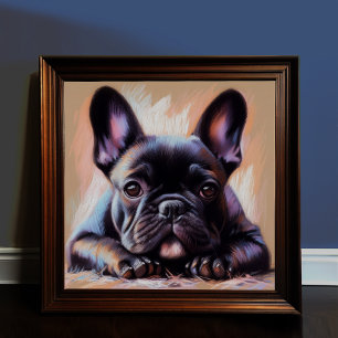 Poster Dessin pastel d'un Bulldog III français