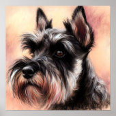 Poster Dessin Pastel d'un chien Schnauzer (Devant)
