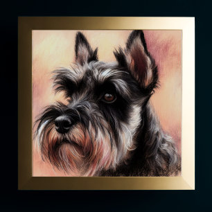 Poster Dessin Pastel d'un chien Schnauzer