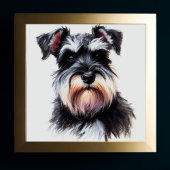 Poster Dessin Pastel d'un Schnauzer Chien II