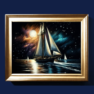 Poster Dessin Pastel Dur Nuit