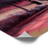 Poster Dessin Pastel Imaginaire rose Maison de rêve (Coin)