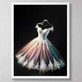Poster Dessin pastel Mariage robe sur forme de robe