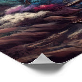 Poster Dessin Pastel Paysage chinois antique Montagne (Coin)