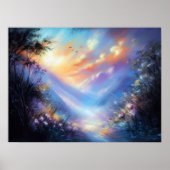 Poster Dessin Pastel Paysage paradisiaque (Devant)