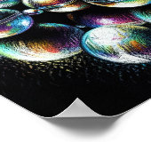 Poster Dessin pastel Perles Iridescentes sur noir (Coin)