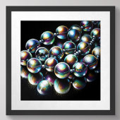 Poster Dessin pastel Perles Iridescentes sur noir