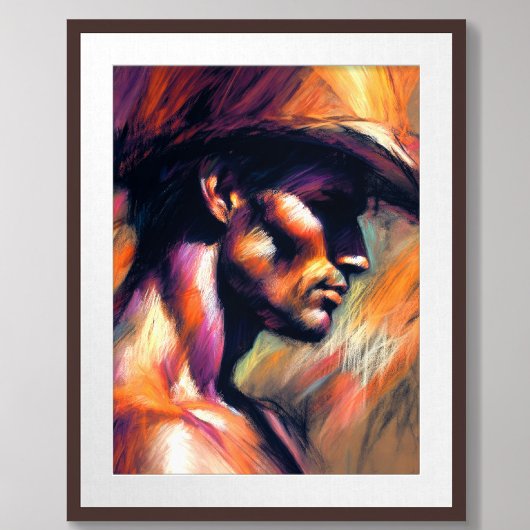 Poster Dessin Pastel Style brut Croquis Cowboy sans Shirl