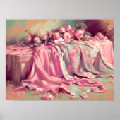 Poster Dessin pastel Tissu rose et Rose (Devant)